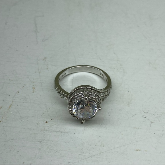 Sterling Silver 925 PAJ Spiral Stair Halo Ring With Large CZ Set Size 7 - Picture 11 of 15